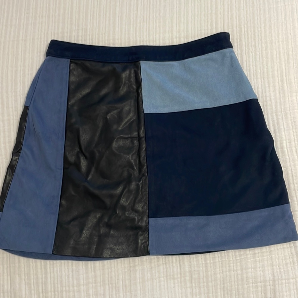 Abercrombie Blue & Black leather mini skirt